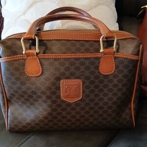 Celine Tan Leather Handbag Interior with Gold Hardware